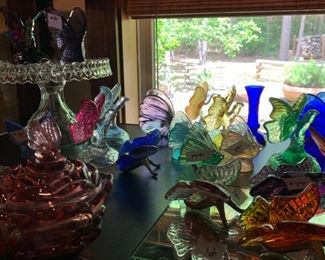 Fenton art glass butterflies in multiple colors