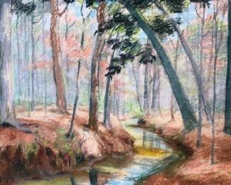 Dora Wheeler Keith (American 1856-1940) Forest Landscape with Stream, 1916