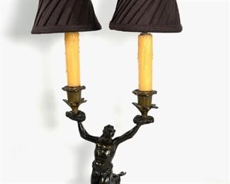 Bronze Figural Two Light Lamp
