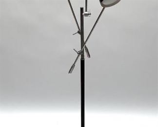Modern Chrome and Black Enamel Adjustable Floor Lamp