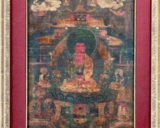 Red Buddha Amitabha Thangka Painting, ca. 17th cen.