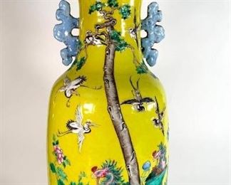Beautiful Chinese Yellow Ground Polychrome Vase