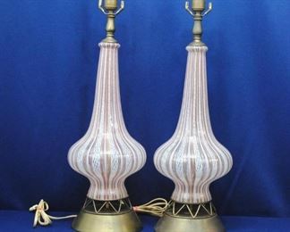 Pair Mid-Century Murano Art Glass Lamps