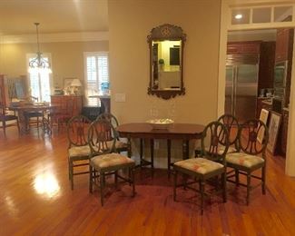 French country style, petite dining set with 6 chairs