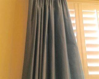 Pair of silk lined panel drapes, 8ft'L