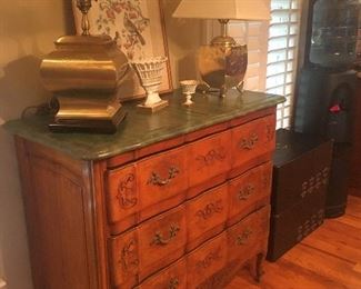 French country chest with faux painted marble top