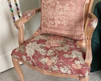 Very Nice Floral Wood Arm Chair