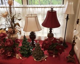 Nice vintage Ceramic Christmas Lighted trees, and assortment of Lamps.