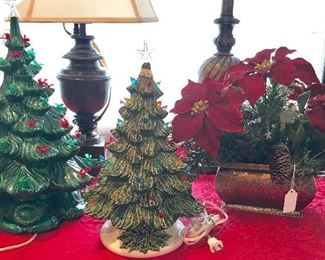 2 Vintage Christmas Ceramic lighted trees.