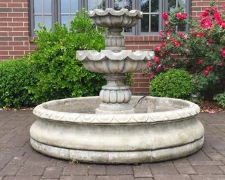 HUGE Concrete Fountain with Waterfall center.