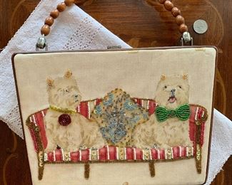 Lot B7 - Westie Purse With Beaded Handle, $15