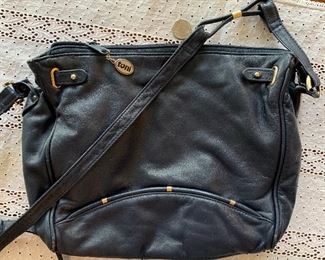 Lot B19 - Black Leather Shoulder Bag, $10