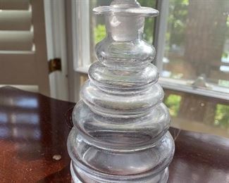 Lot B148 - Unsigned Crystal Decanter With Stopper, Smooth Pontil, $48