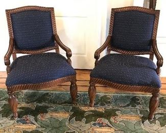 Wood Framed Upholstered Chairs (Pair) - 28" x 26.5"D x 39.5H, Back also upholstered $412/pair (orig. $550)