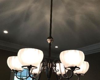 #3 Rejuvenation Chandelier - Antique Brass, 6 Arms - 51" drop, 32" wide $275