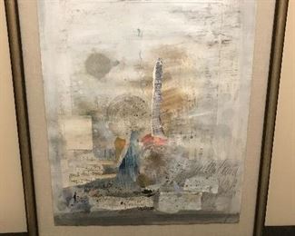 Nissan Engel Art - Mixed Media on Handmade Paper - 31.5" x 25" Framed / 19.5" x 26" Piece $375