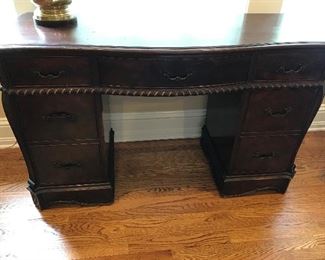 49.5"W x 19"D x 30.5"H - top has crazing. Priced with chair $93 (orig. $125)