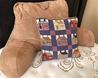 Bed rest & Needlepoint Pillow (stains on back) $7 (orig. $10)