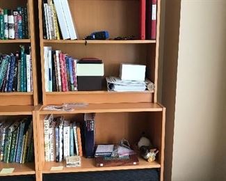 Bookcases shown stacked on file shelves.