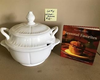 Lot 11- Williams Sonoma tureen and cookbook $12