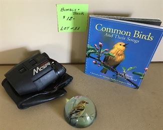 Lot 33- Binoculars and book and paperweight $12