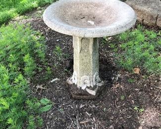 Concrete birdbath, small crack in bowl $45