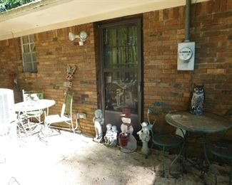 More outdoor furniture, statues,