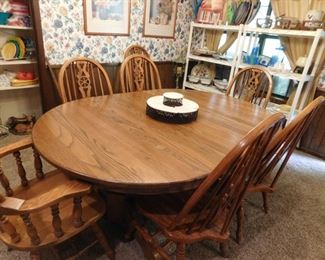 Oak Dining Table, 8 Chairs