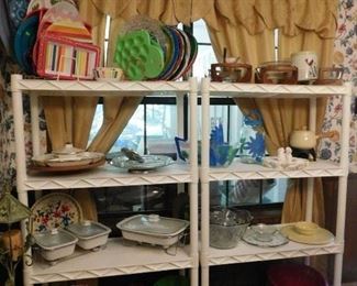 Some of the great serving pieces, punch bowl, lazy susans