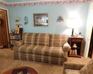 2 Brown Plaid Sofas,