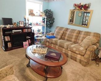 Gold Gilt Mirror, Oval Coffee Table, Toys, Fireplace Media Center