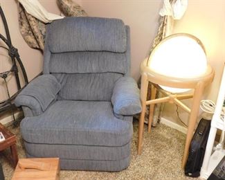 Blue Recliner, Mid Century Lighted Globe