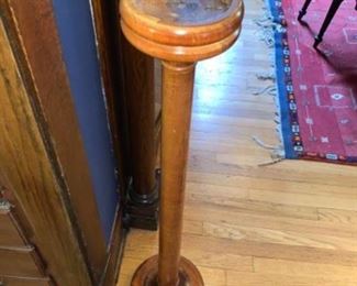 Toll vintage wood stand, probably wooden platform  stand for the ashtray from private club
