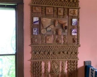 Vintage Hand made crochet special made to display archeological B.C. pottery finding in Latin America