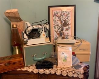 Lava lamp, sewing machine, etc