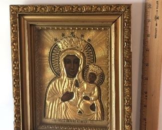 Lot #123 Shadow Box style Czestochowa Icon, $42