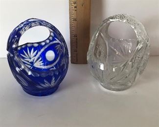 Lot #178 pair of crystal baskets, $14/pair