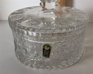 lot #179 covered crystal dish, $14