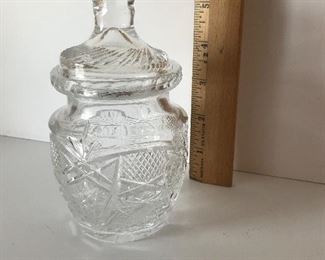 Lot #180 small covered crystal dish, $8