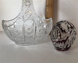 Lot #183 pair of crystal baskets, $16/pair