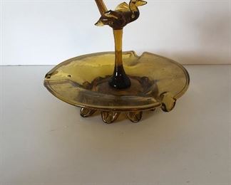 Lot #192 blown glass bird ashtray, $18 