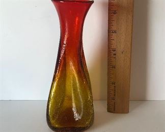 Lot #196 blown glass pinch vase, $12
