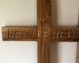 Lot #205 Bethlehem carved large cross, $36
