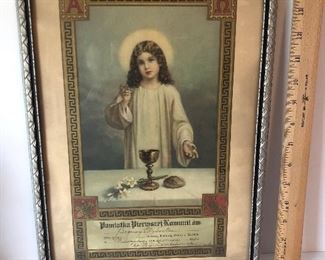 Lot #207 antique communion certificate, $16