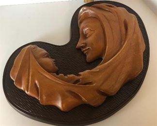 Lot #209 carved mother and child-lighted part needs to be refinished, $14