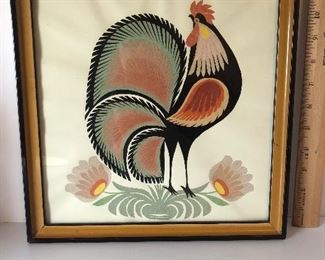 Lot #216, nice large chicken Polish cut paper, slightly faded?, $16