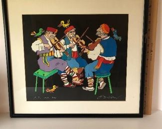 Lot #218 delightful Polish artwork, framed, numbered and signed, $80