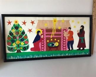 Lot #220 large Polish cut paper art, nativity, $34