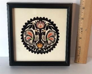 Lot #226 small Polish cut paper 2 light birds, $12