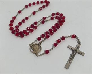 Lot #270 red rosary marked Italy, $12 